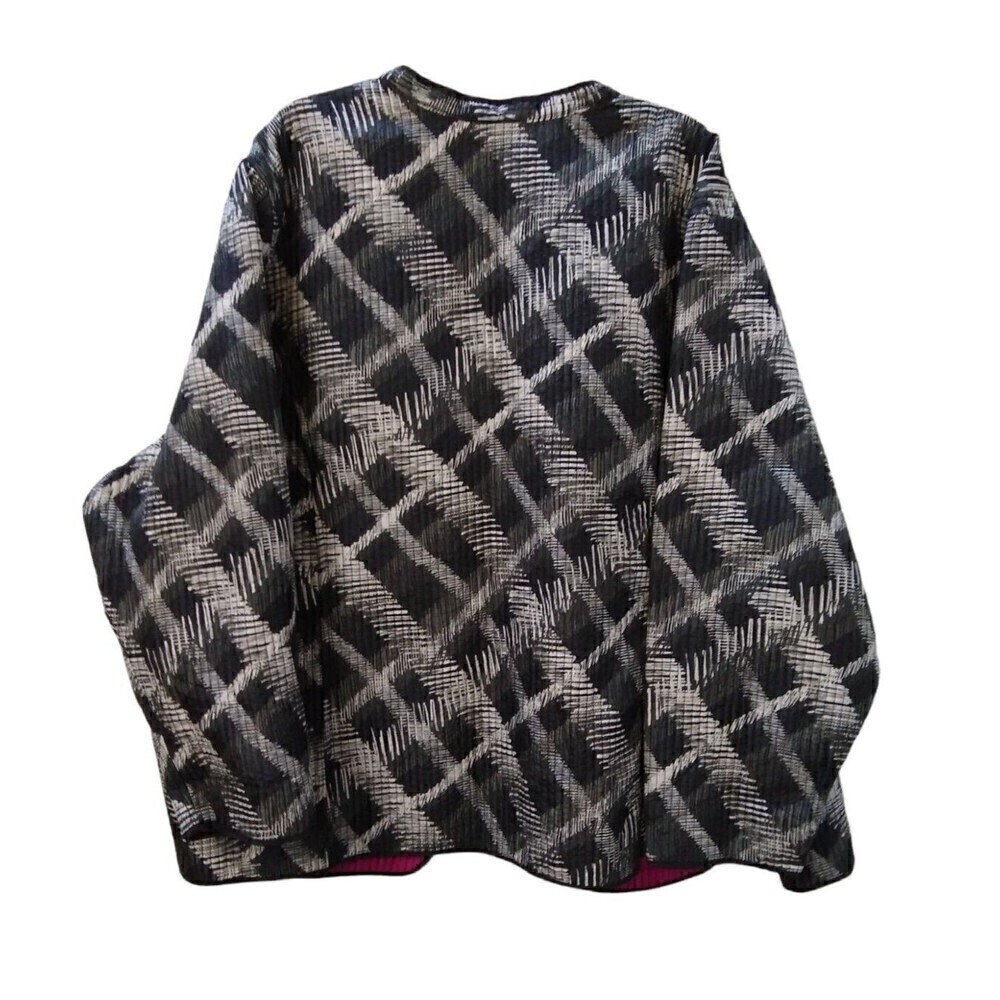 Catherines Jacket Women's 5X Black Reversible QUILTED Long Sleeve Open Front NWT - Picture 3 of 8
